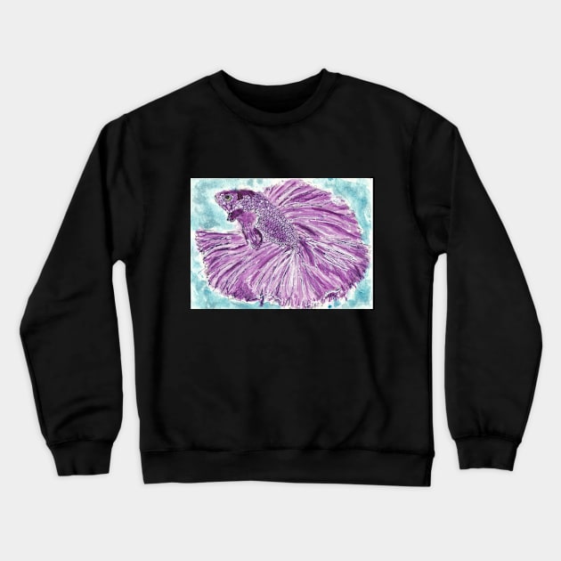 Purple Betta fish Crewneck Sweatshirt by SamsArtworks